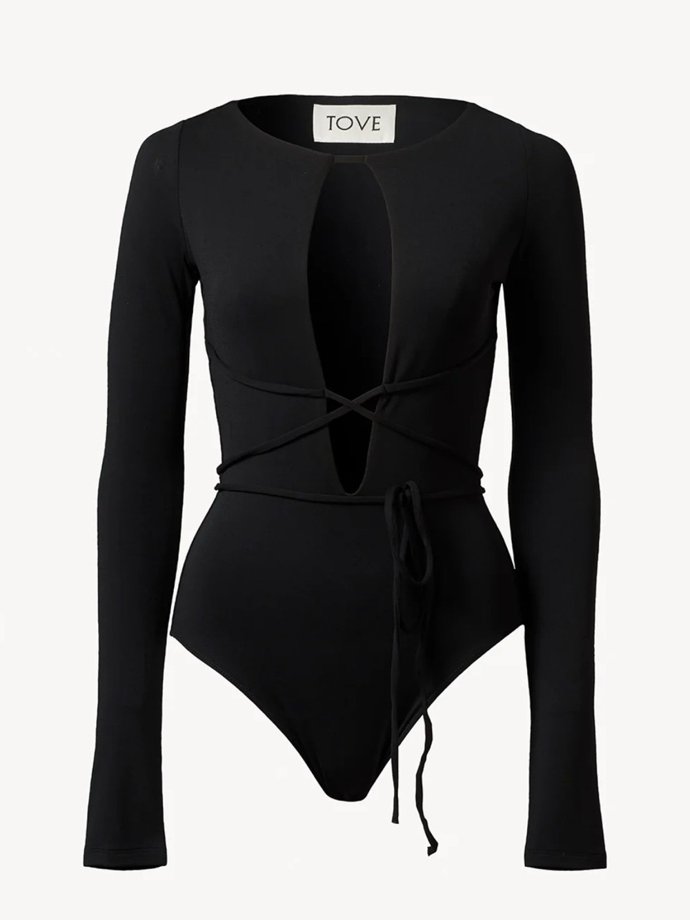 TOVE Jennifer Black Long-Sleeve Bodysuit Size 34 NWT